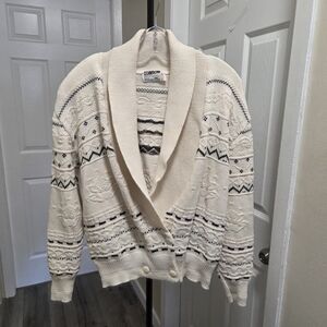 Countdown 100% Cotton Cream Collar Cardigan with Pattern